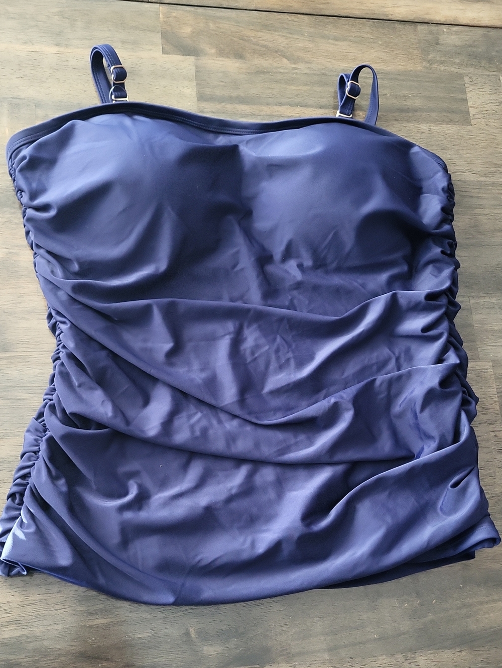 Ruched Navy One-Piece Swimsuit with Adjustable Straps